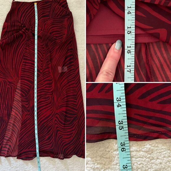 The Fifth Label Region Skirt Size 4 Red Zebra Print Hi Low Twist Front Midi NWT - Picture 8 of 13